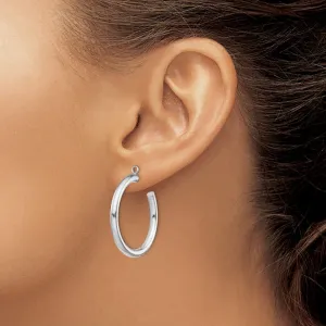 14k White Gold Polished Tube Hoop Earring Jackets