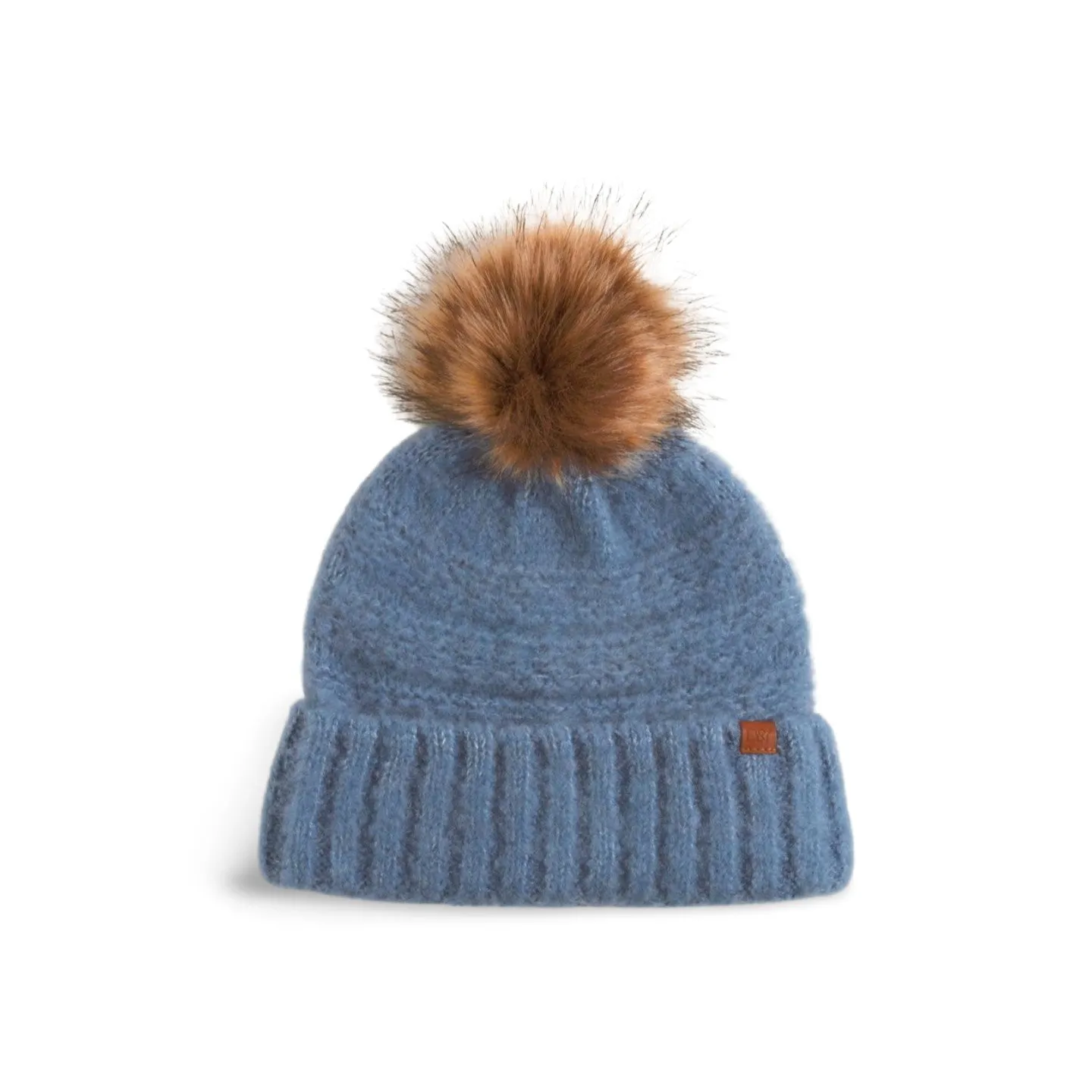 ABB0789 - BOUCLE BEANIE WITH FAUX FUR TIPPED DYED POM