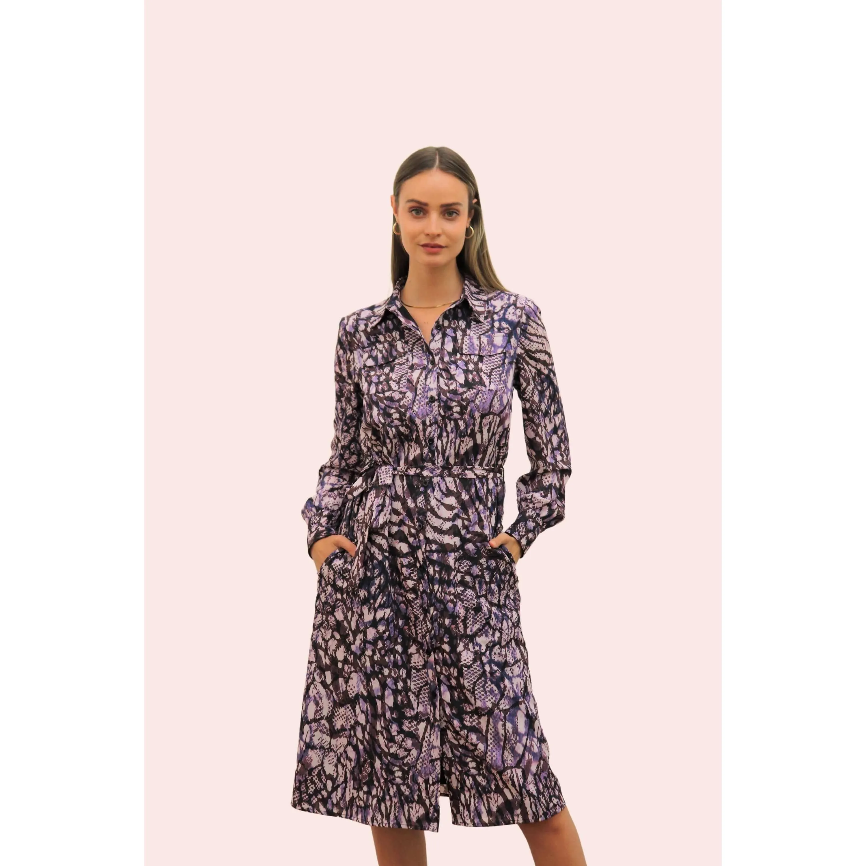 Atelier Purple Mist Tie Shirt Dress