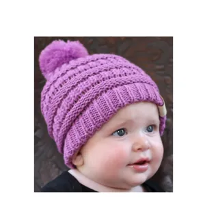 Baby-847 New Lavender Beanie with Pom