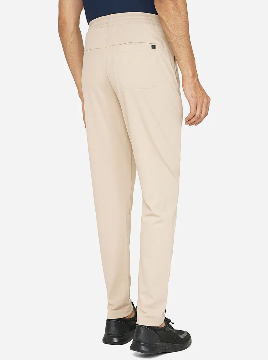 Beige Solid Slim Fit Track Pant | JadeBlue