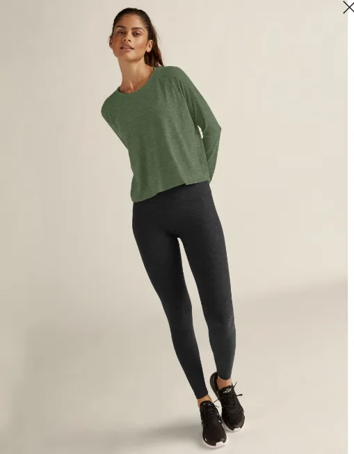 Beyond Yoga Cropped Tee L/S moss heather