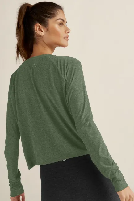 Beyond Yoga Cropped Tee L/S moss heather