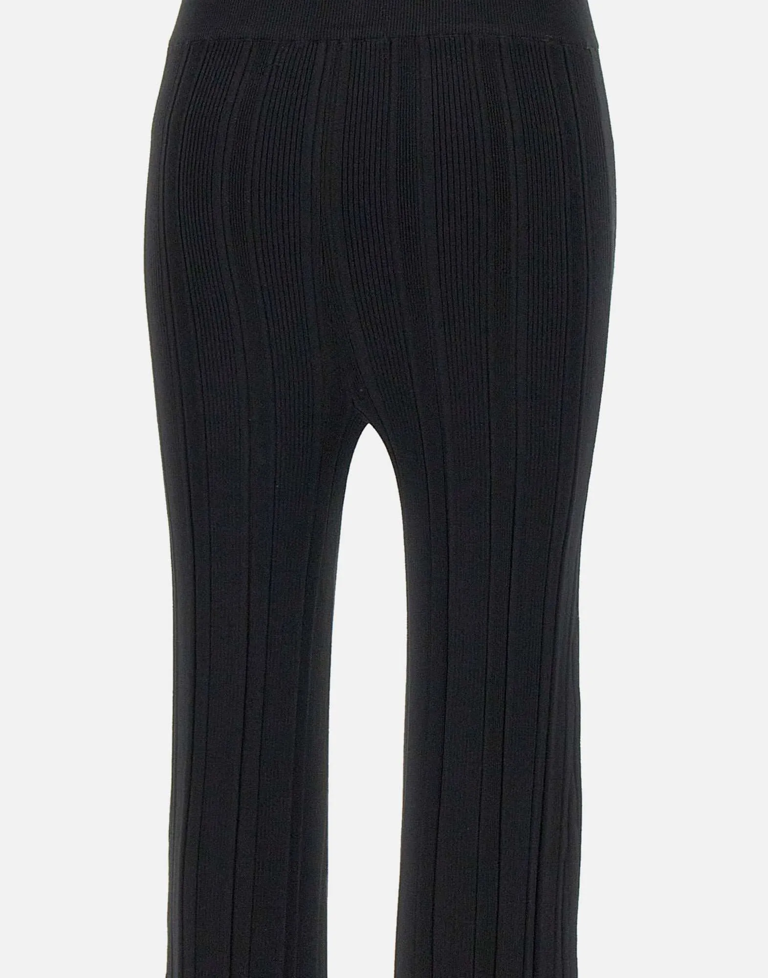 Black Ribbed Knit Slim Fit Trousers