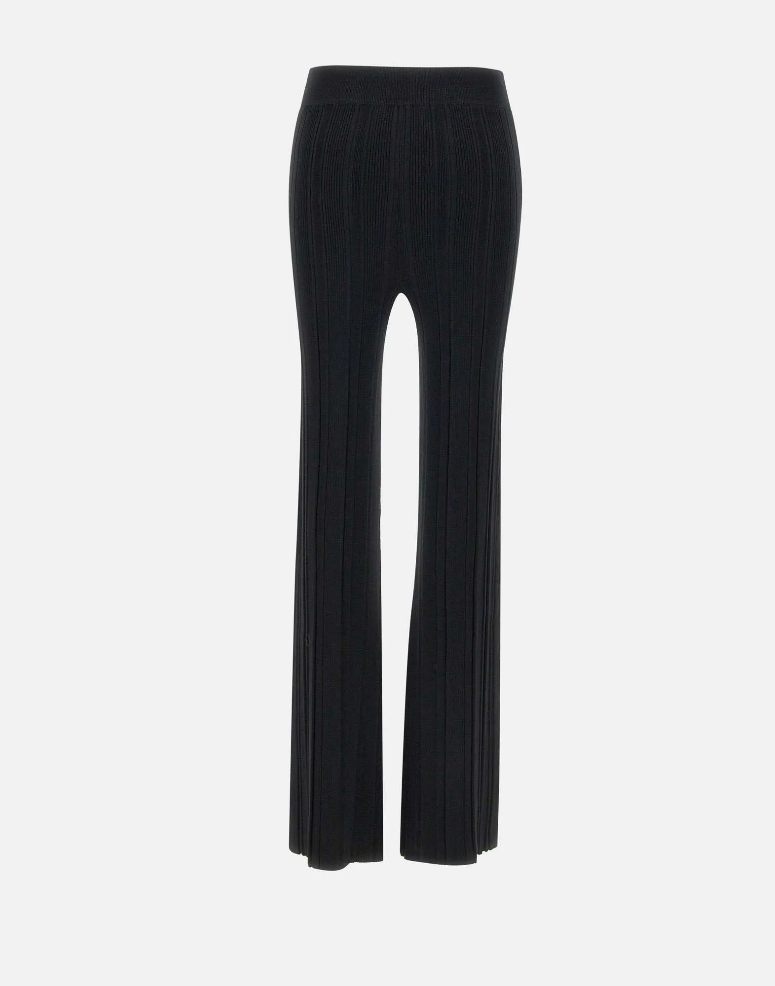 Black Ribbed Knit Slim Fit Trousers