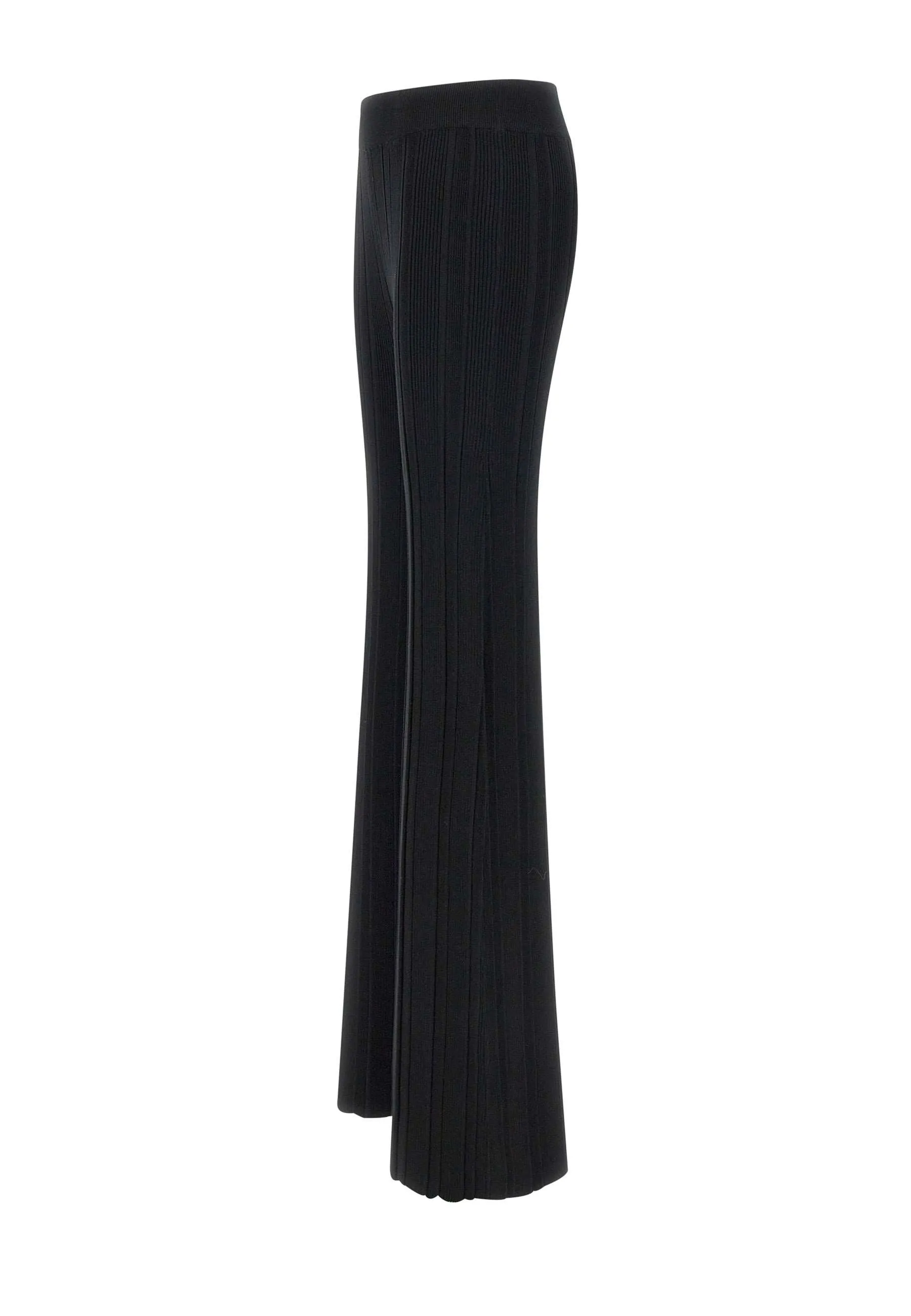 Black Ribbed Knit Slim Fit Trousers