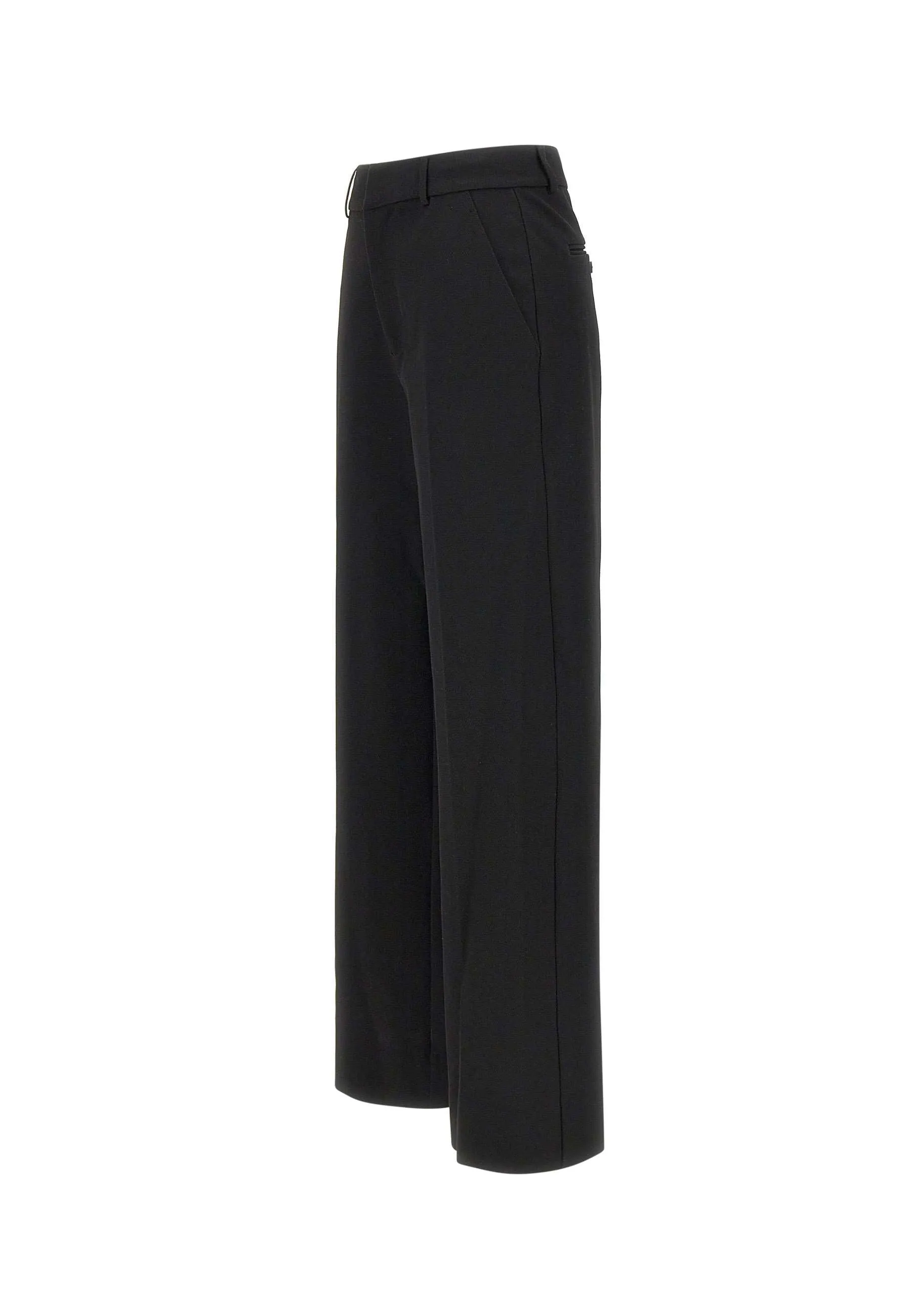 Black Wide Leg Crepe Trousers