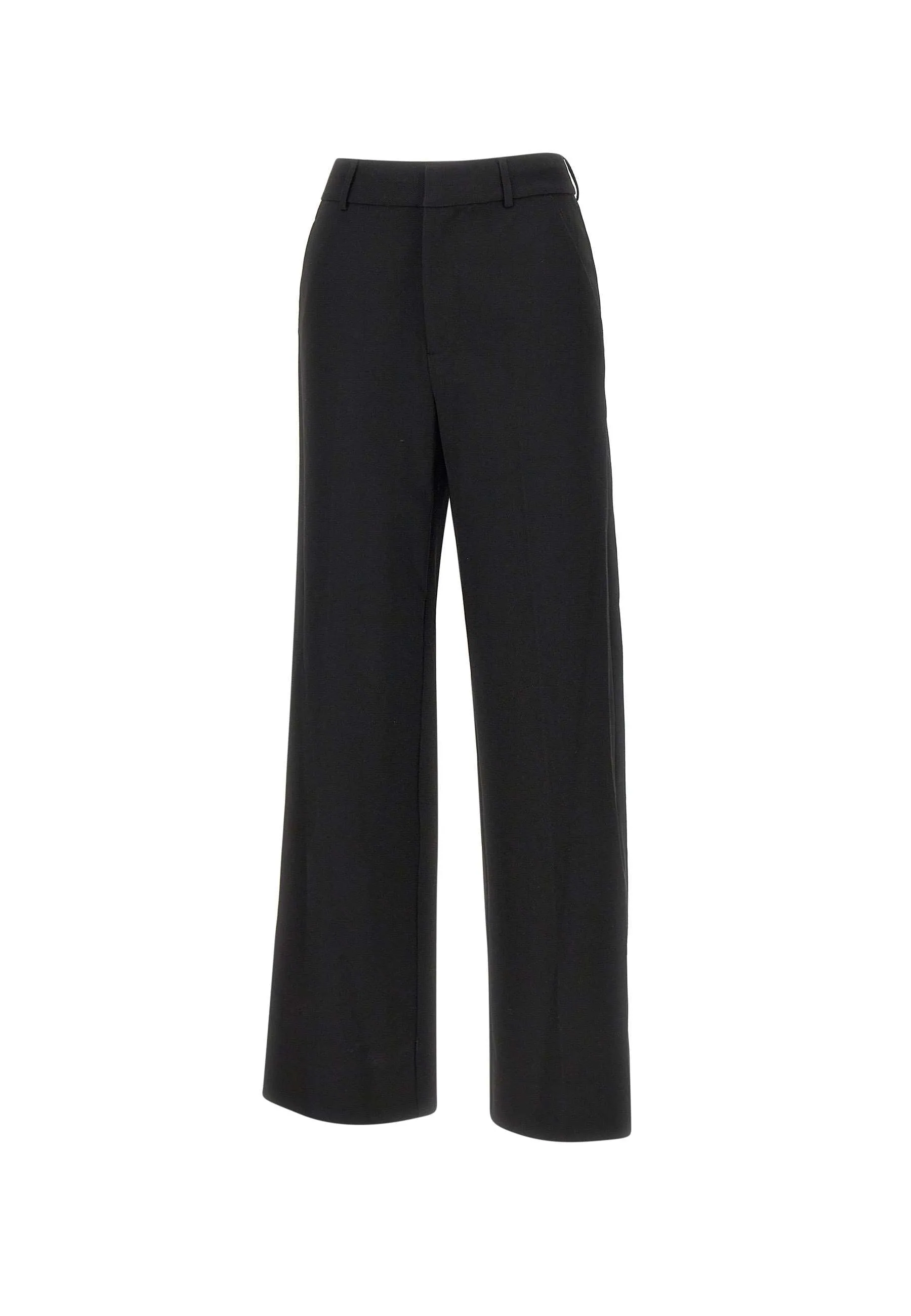 Black Wide Leg Crepe Trousers