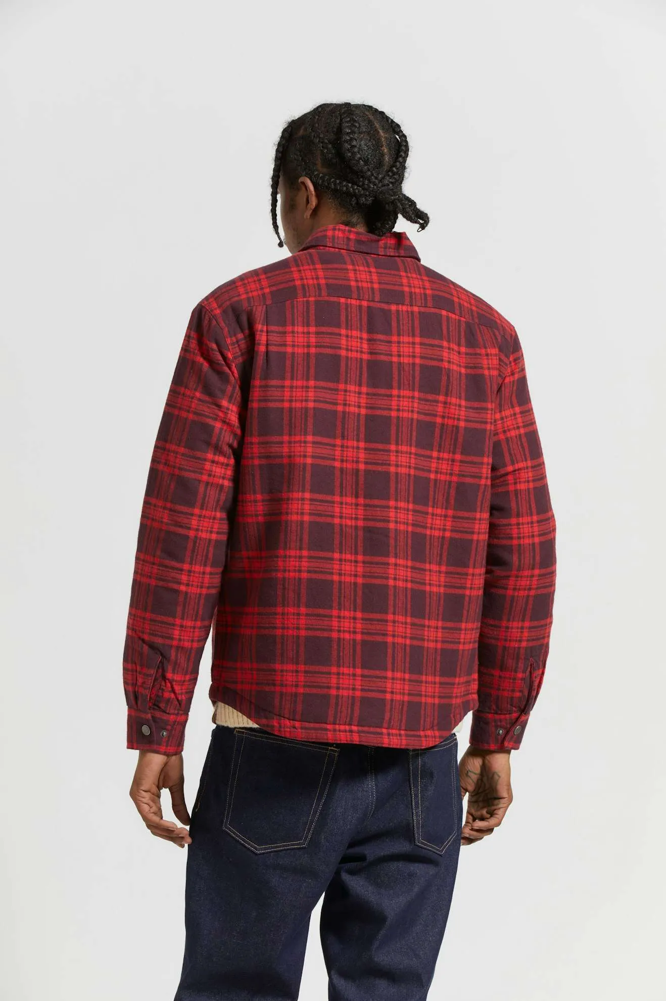 Bowery Quilted L/S Flannel - Bright Red/Mahogany