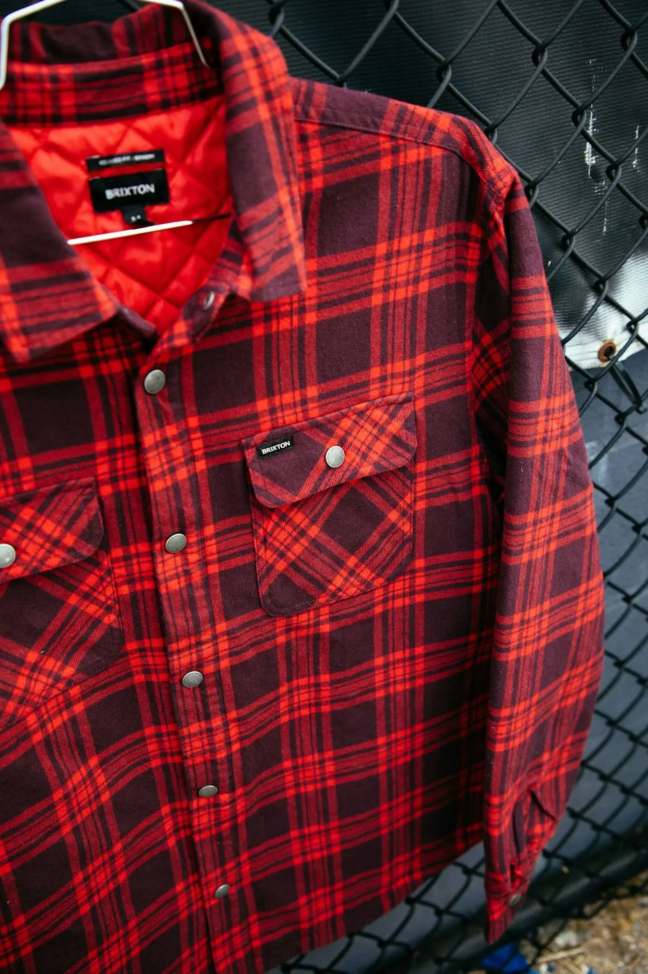 Bowery Quilted L/S Flannel - Bright Red/Mahogany