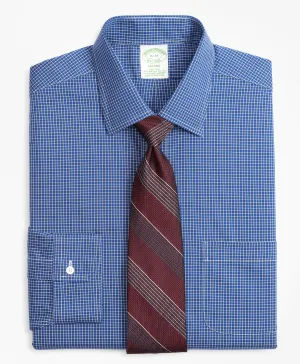 Brooks Brothers Ds Ni Ain Ppt Stretch Mil Bl Grnd Chk - Mens Dress Shirt - 000100112638 040 14.5 32