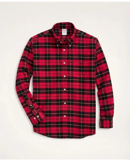 Brooks Brothers Men's Madison Relaxed-Fit Portuguese Flannel Shirt Red/Black