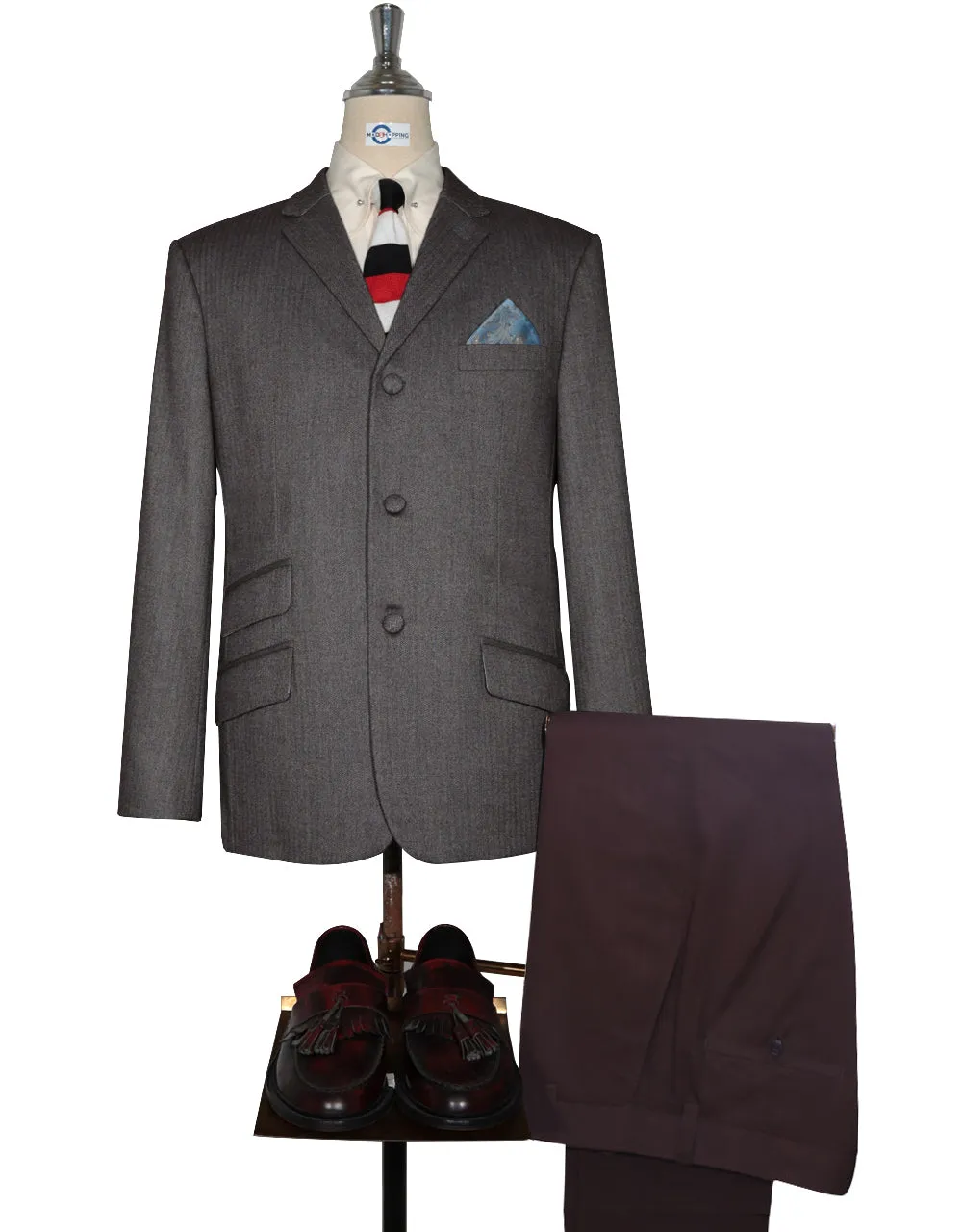 Brown Grey Herringbone Tweed Jacket