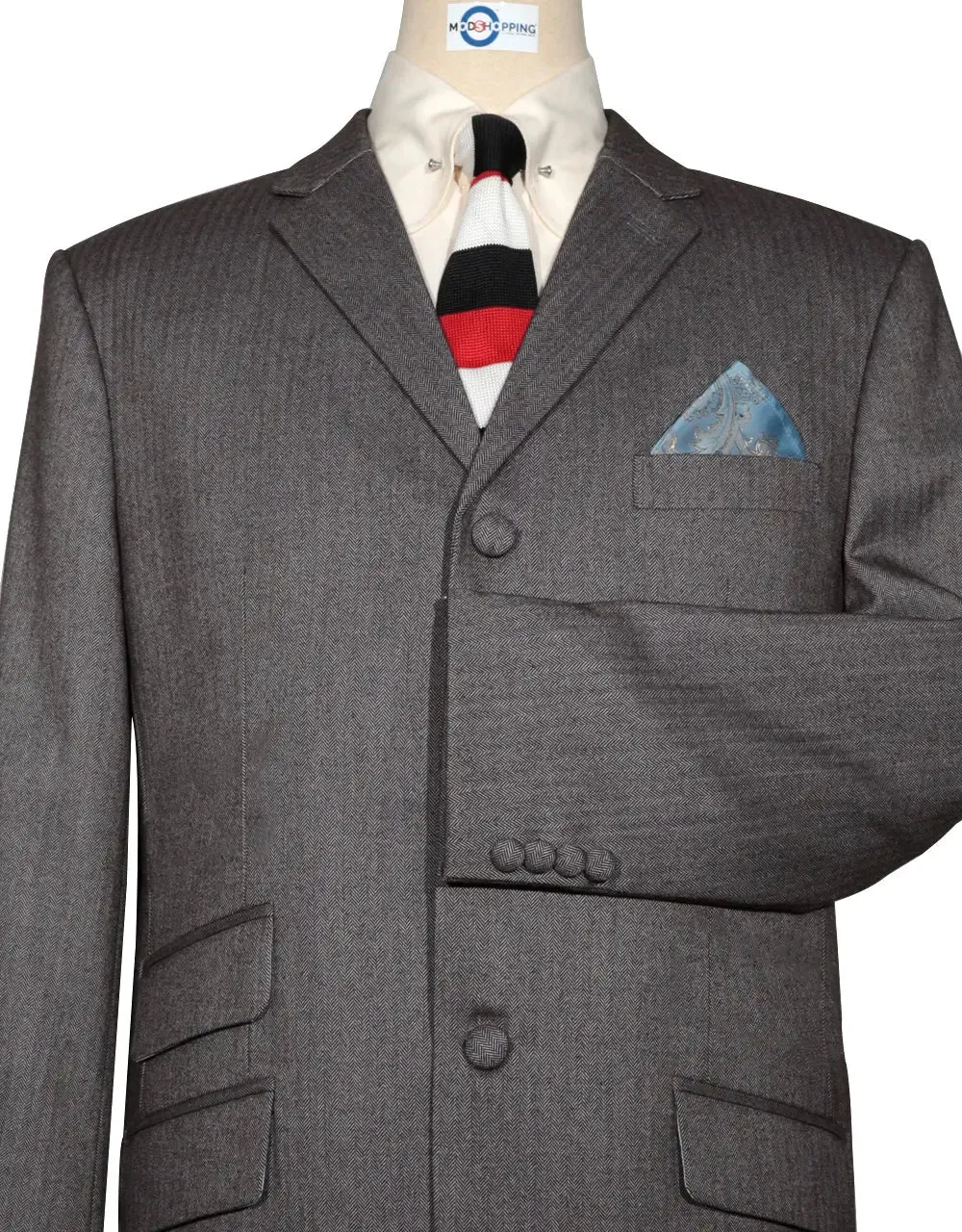 Brown Grey Herringbone Tweed Jacket