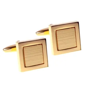 Brushed and Polished Gold Square Cufflinks