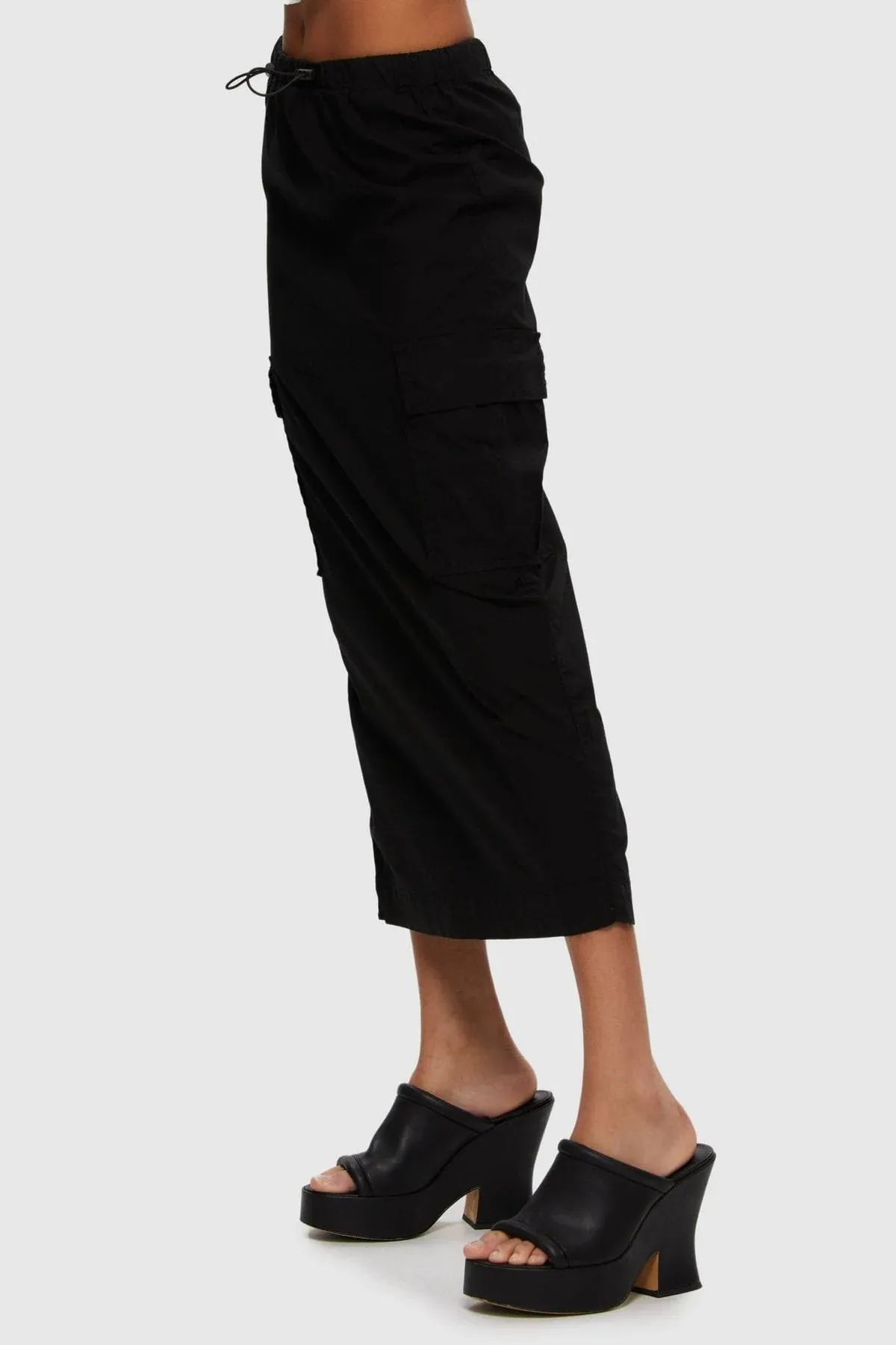 Cargo Twill Skirt | Black