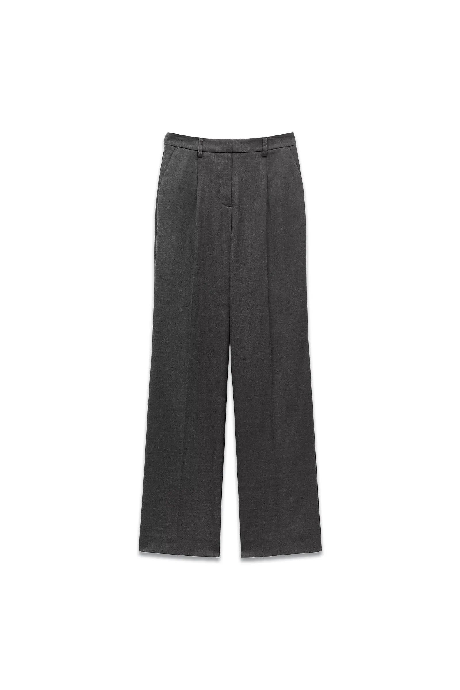 Carla Wide Leg Tailored Trousers Charcoal Marl