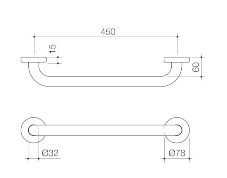 Caroma Home Collection Grab Rail 450mm Straight Chrome