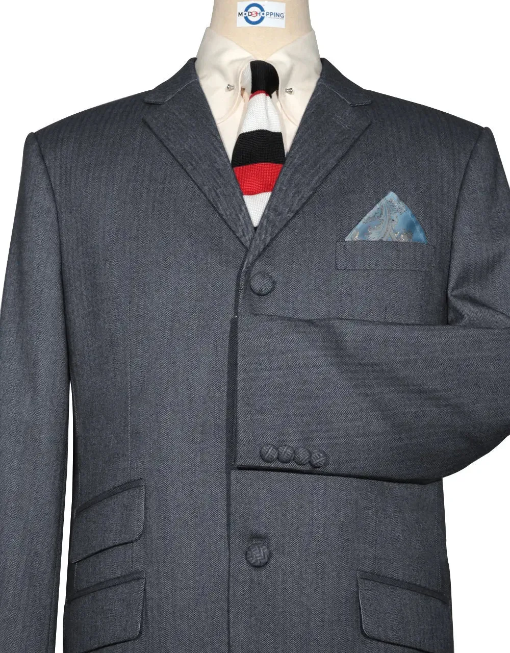 Charcoal Grey Herringbone Tweed Jacket