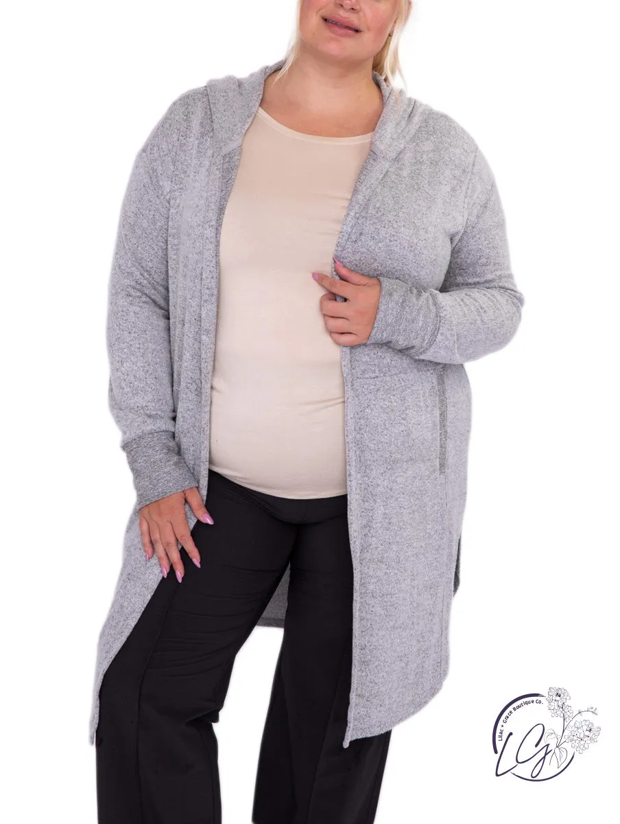 Curvy Hooded Cardigan with Pockets