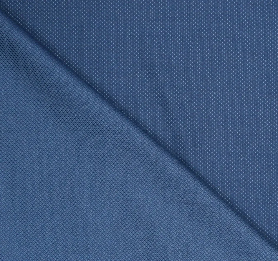 Dark Blue Double Faced Textured Nerano Super 130's & Lino Ariston Blend Fabric