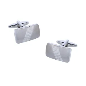 Diagonal Detailed Rhodium Cufflinks