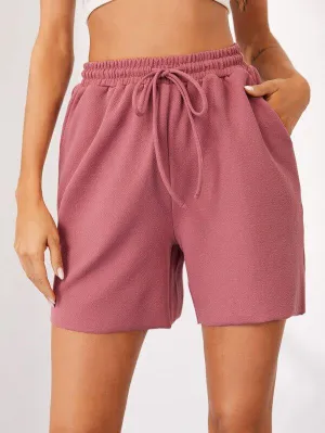 Drawstring Waist Slant Pocket Track Shorts