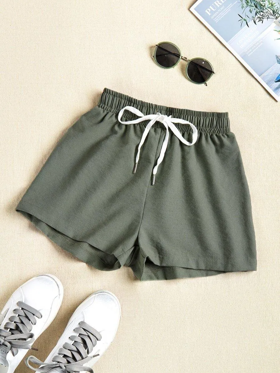 Drawstring Waist Track Shorts