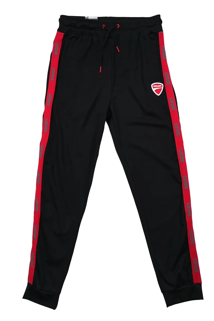 Ducati Black Trackpants Red Stripe