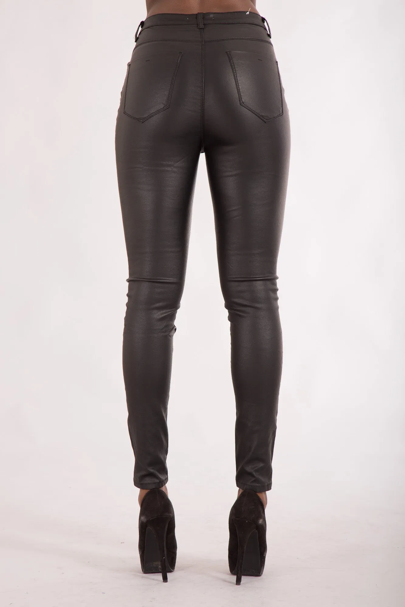 EbonyLuxe High-Waist Faux Leather Trousers