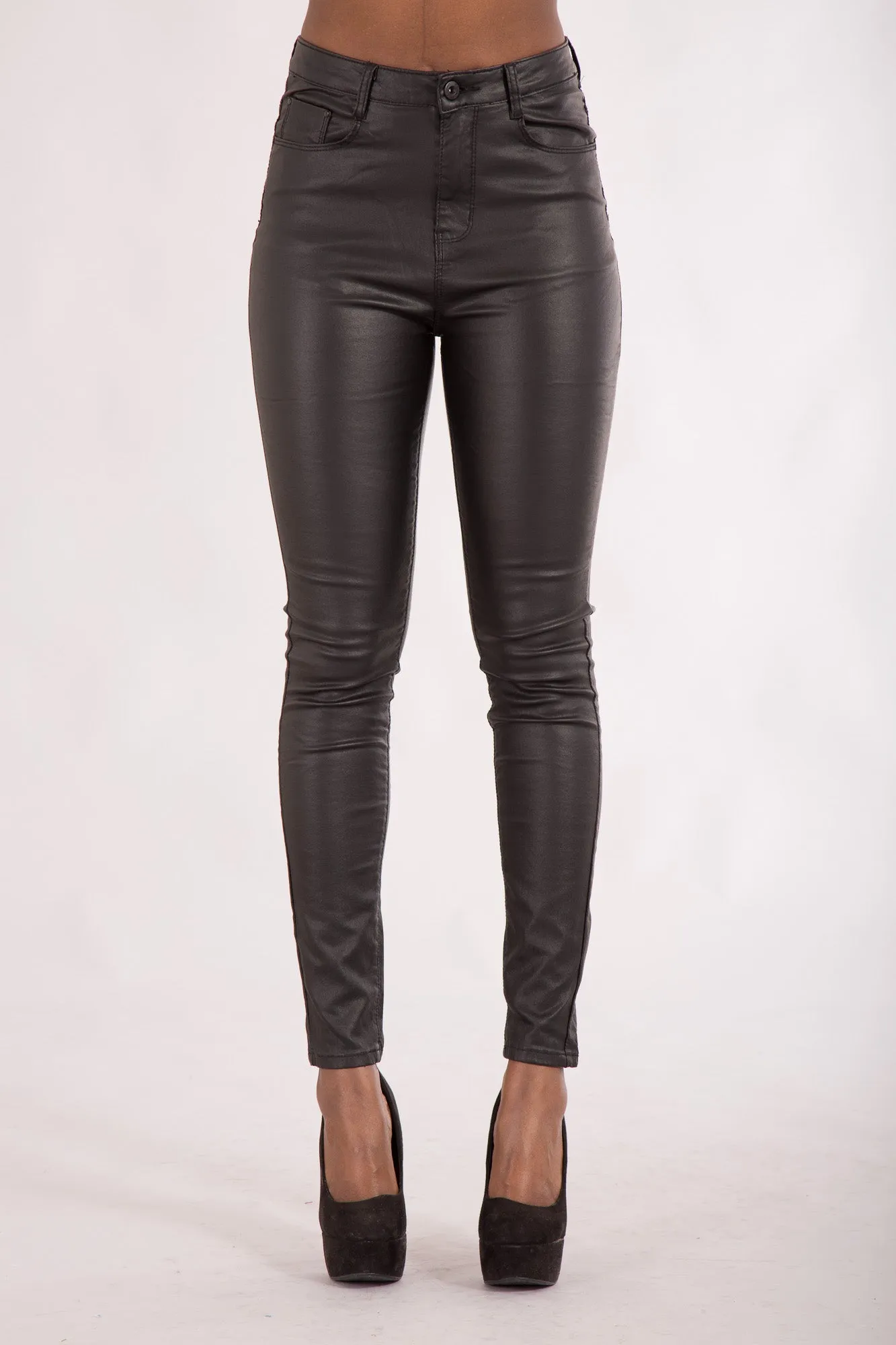 EbonyLuxe High-Waist Faux Leather Trousers