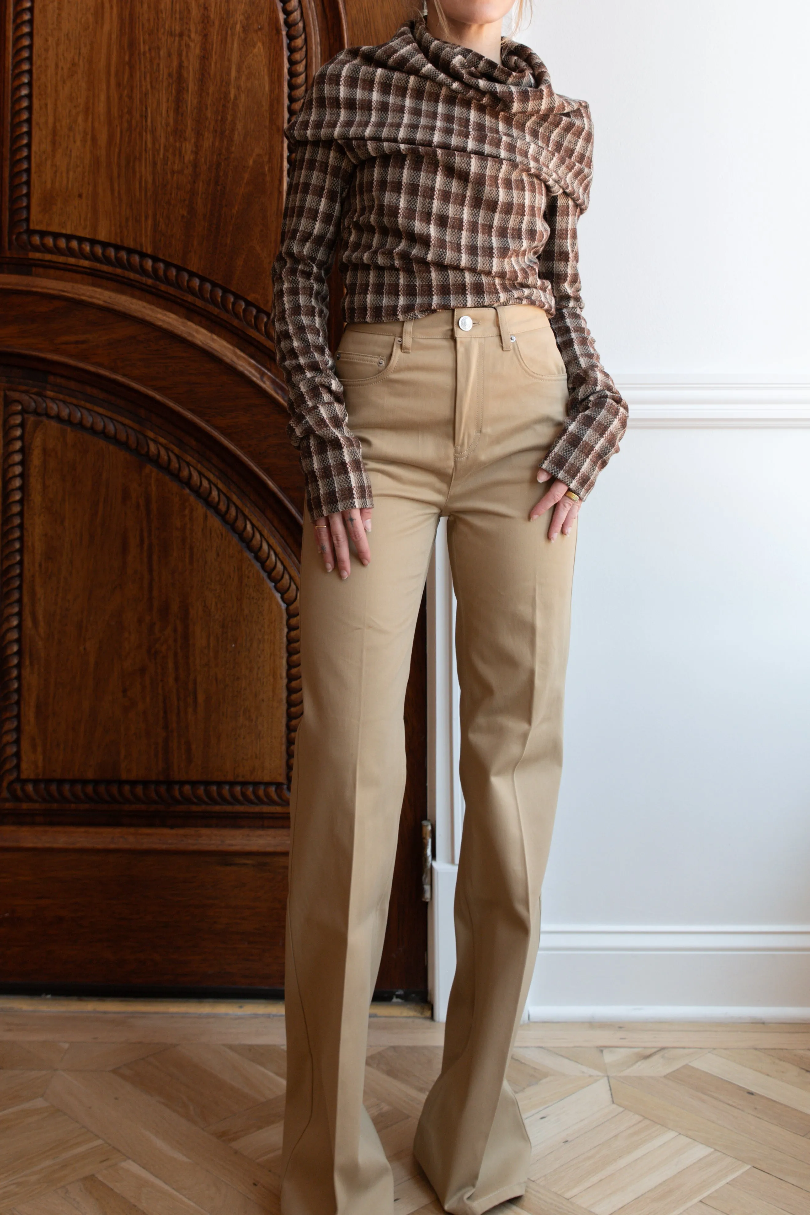 Flare Fit Trousers in Sand