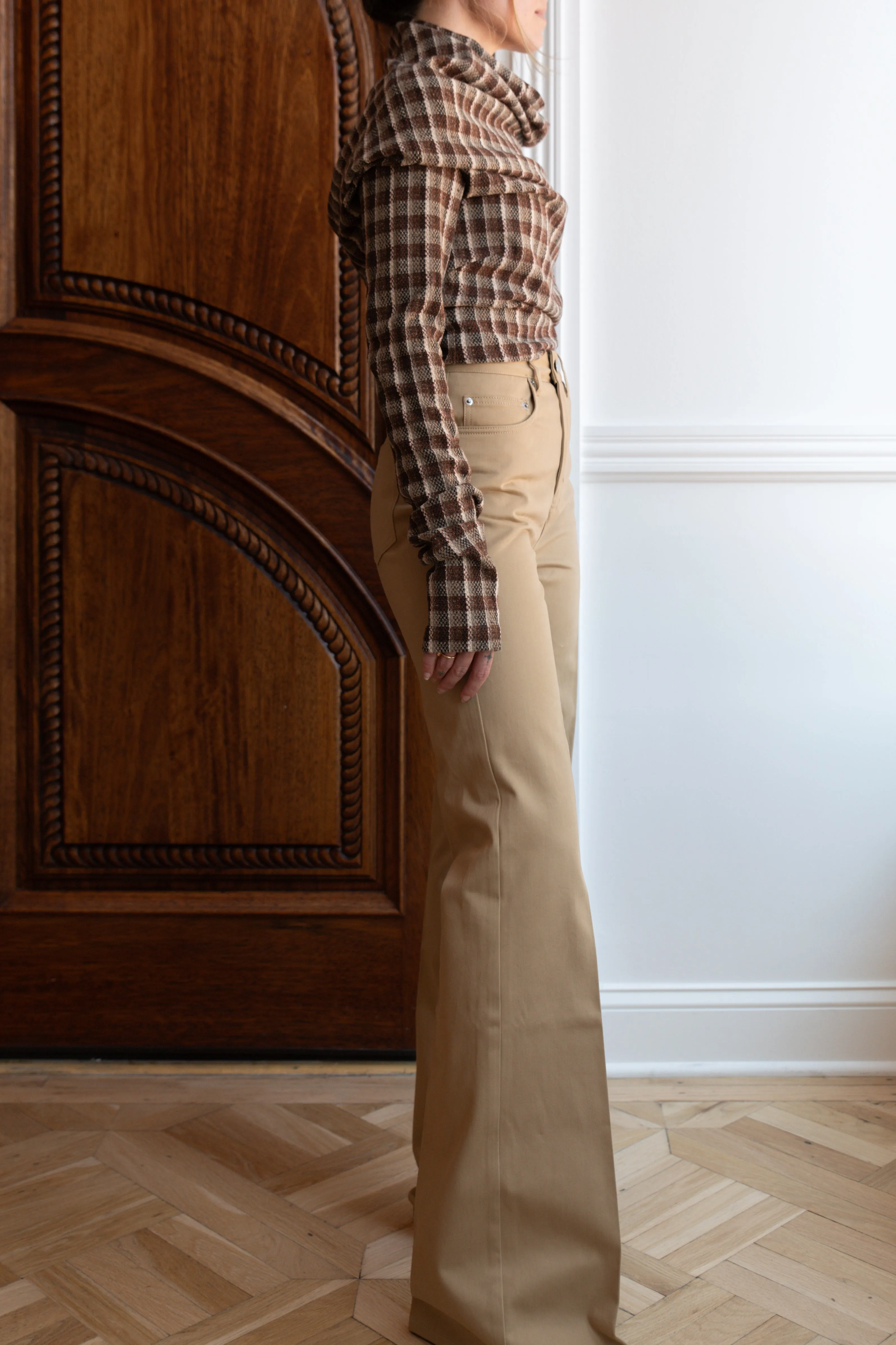 Flare Fit Trousers in Sand