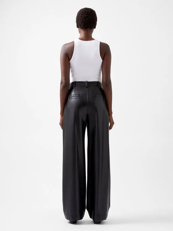 French Connection Crolenda PU Wide Leg Trousers - Blackout