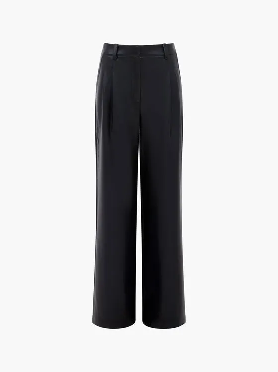 French Connection Crolenda PU Wide Leg Trousers - Blackout