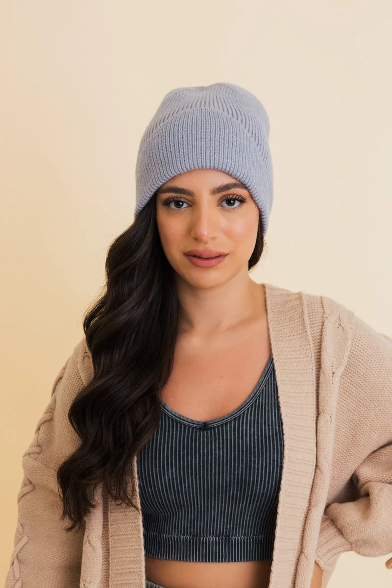 Frosty Front Fold Snuggle Ribbed Beanie