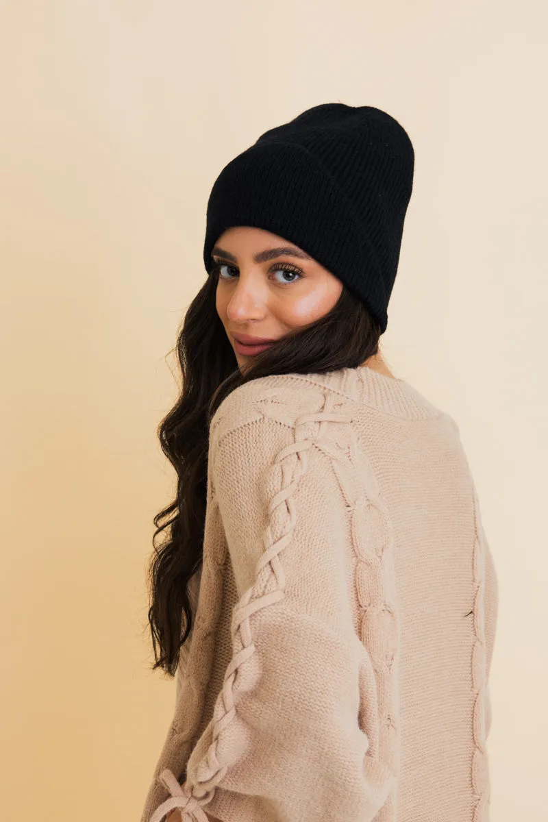 Frosty Front Fold Snuggle Ribbed Beanie