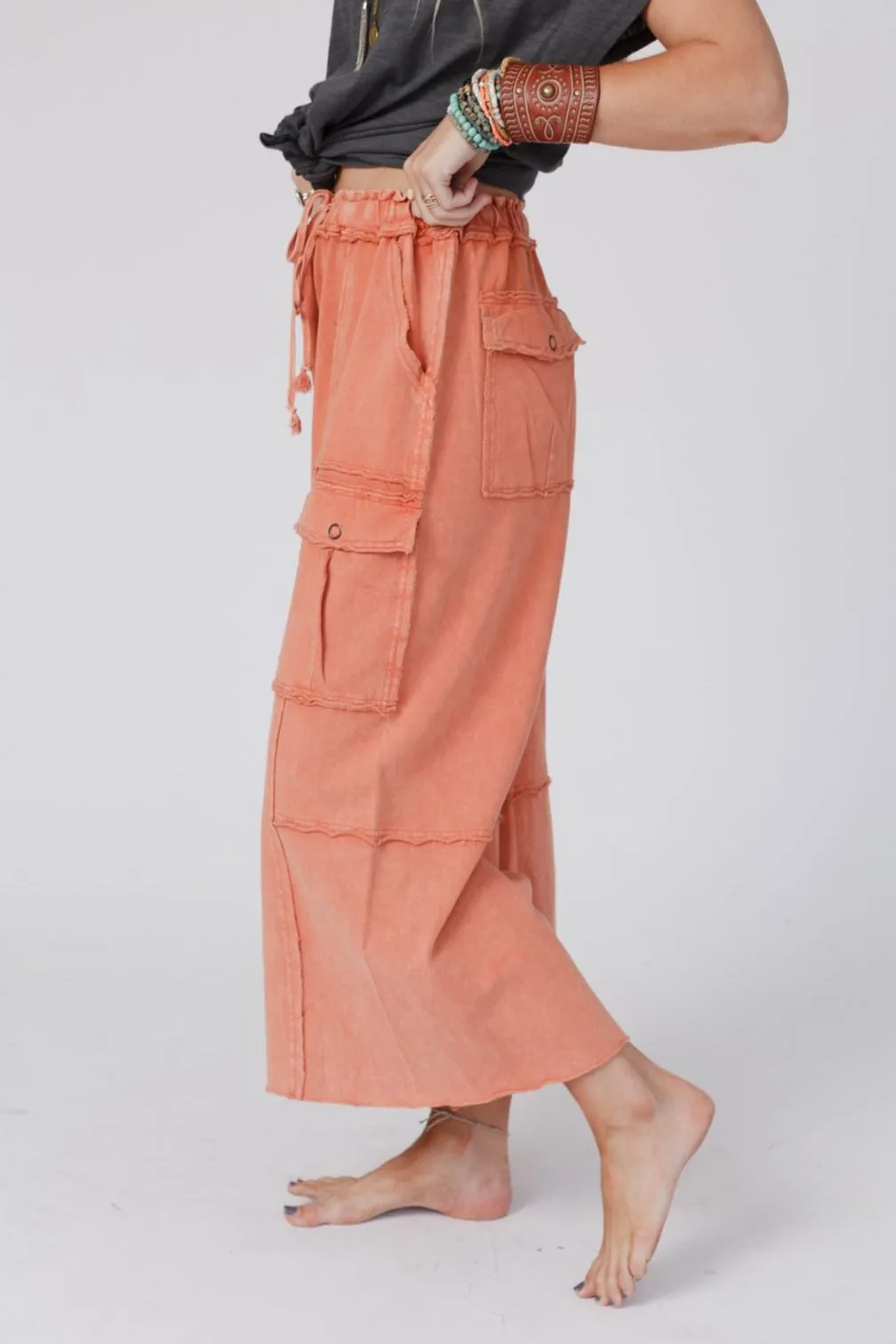 Game On Cargo Wide Leg Pant - Burnt Orange