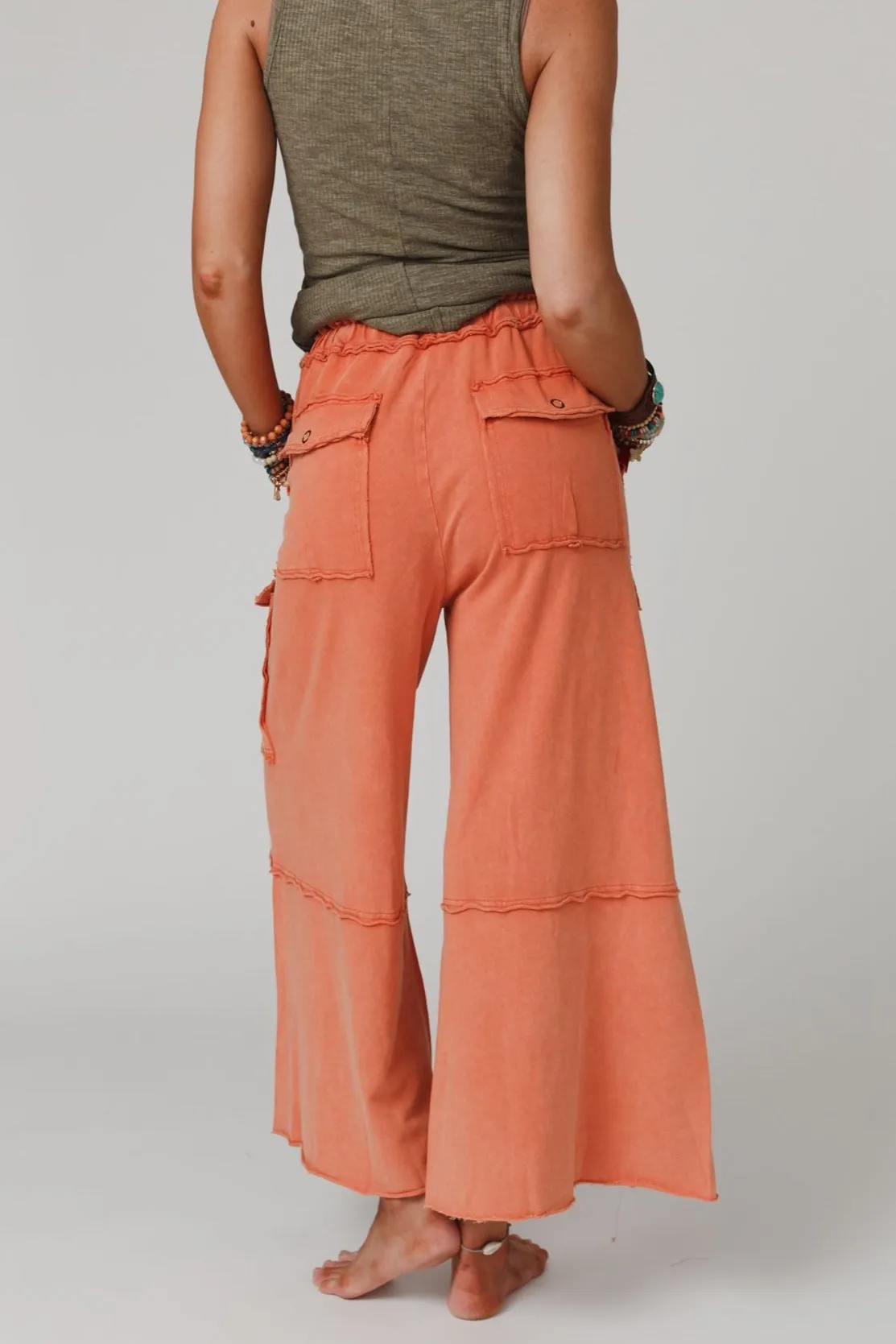 Game On Cargo Wide Leg Pant - Burnt Orange