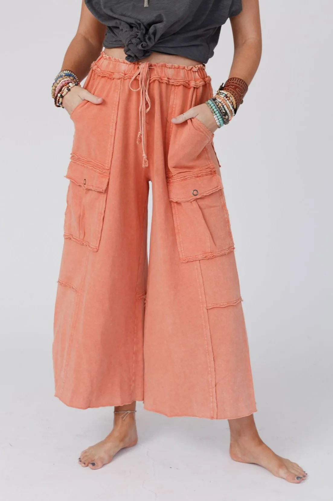 Game On Cargo Wide Leg Pant - Burnt Orange