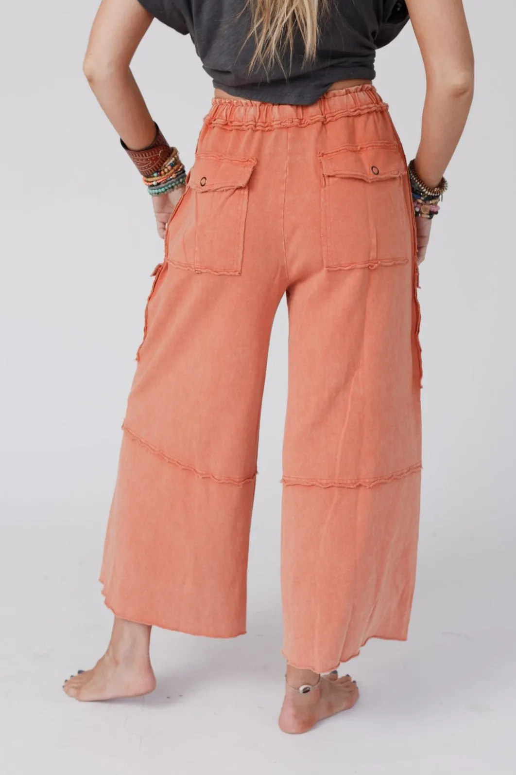 Game On Cargo Wide Leg Pant - Burnt Orange