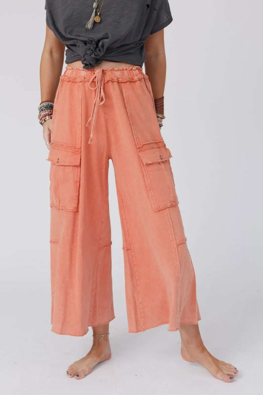 Game On Cargo Wide Leg Pant - Burnt Orange