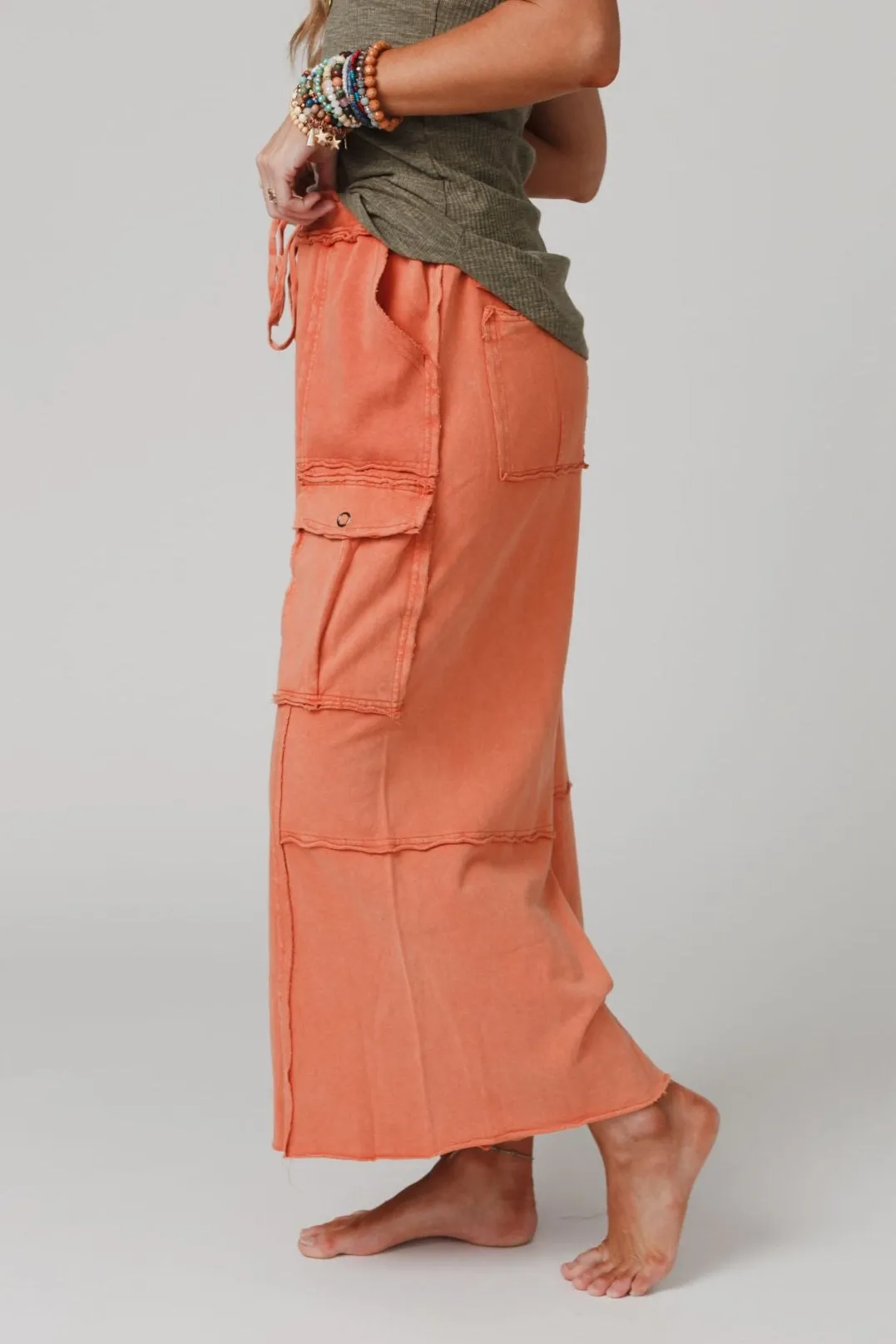 Game On Cargo Wide Leg Pant - Burnt Orange