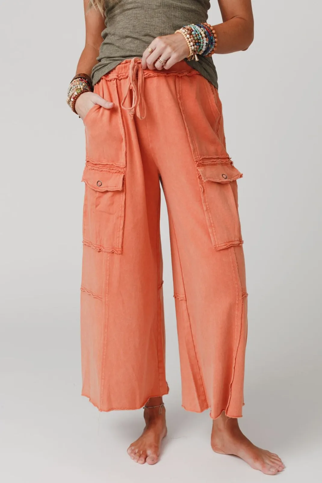 Game On Cargo Wide Leg Pant - Burnt Orange