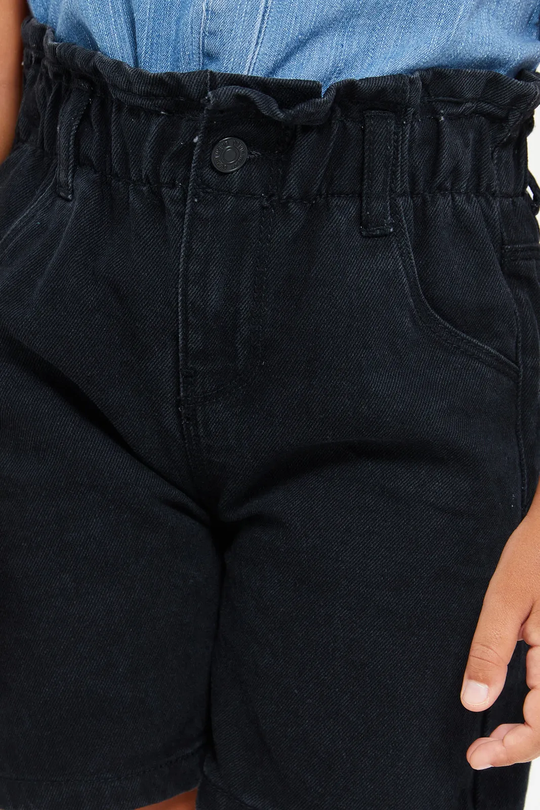 Girls Black Denim Shorts