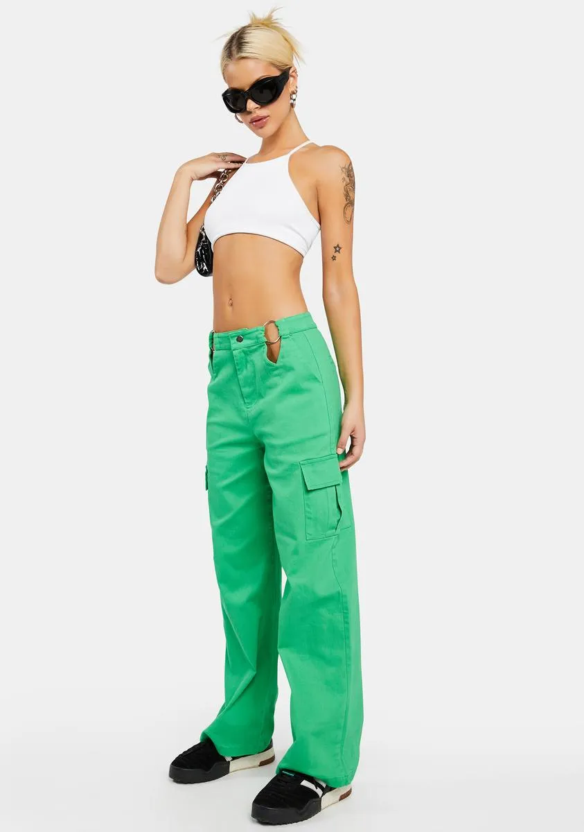 Green O-Ring Cut Out Cargo Pants