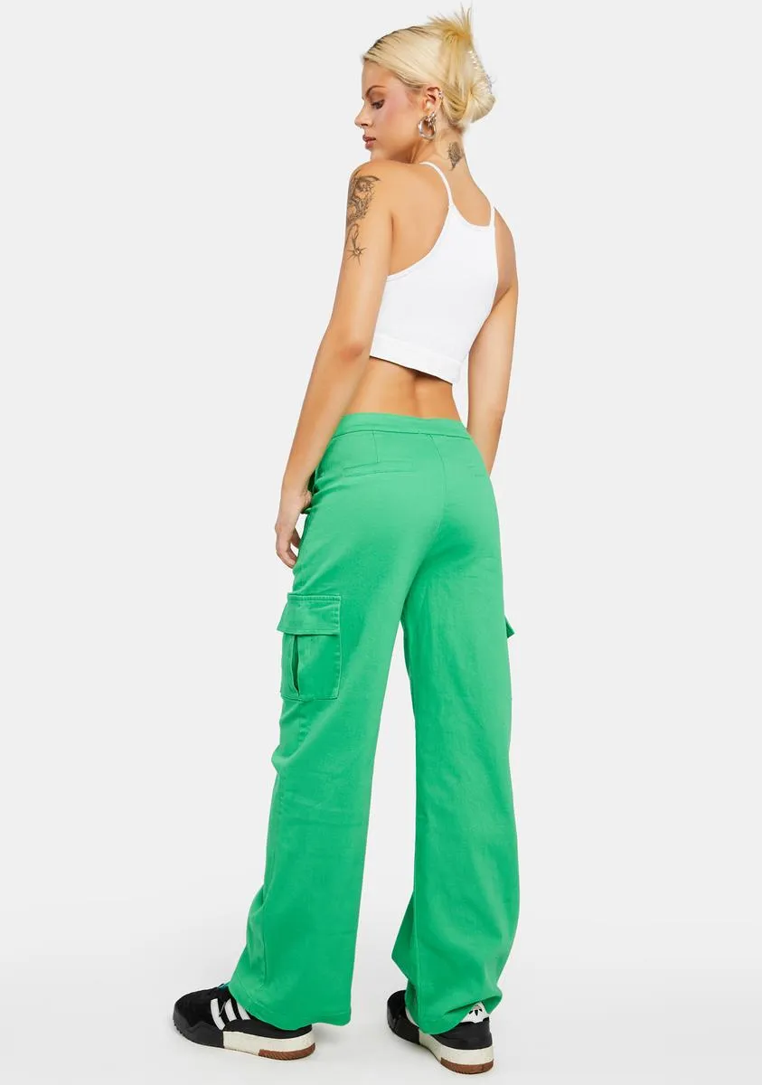 Green O-Ring Cut Out Cargo Pants