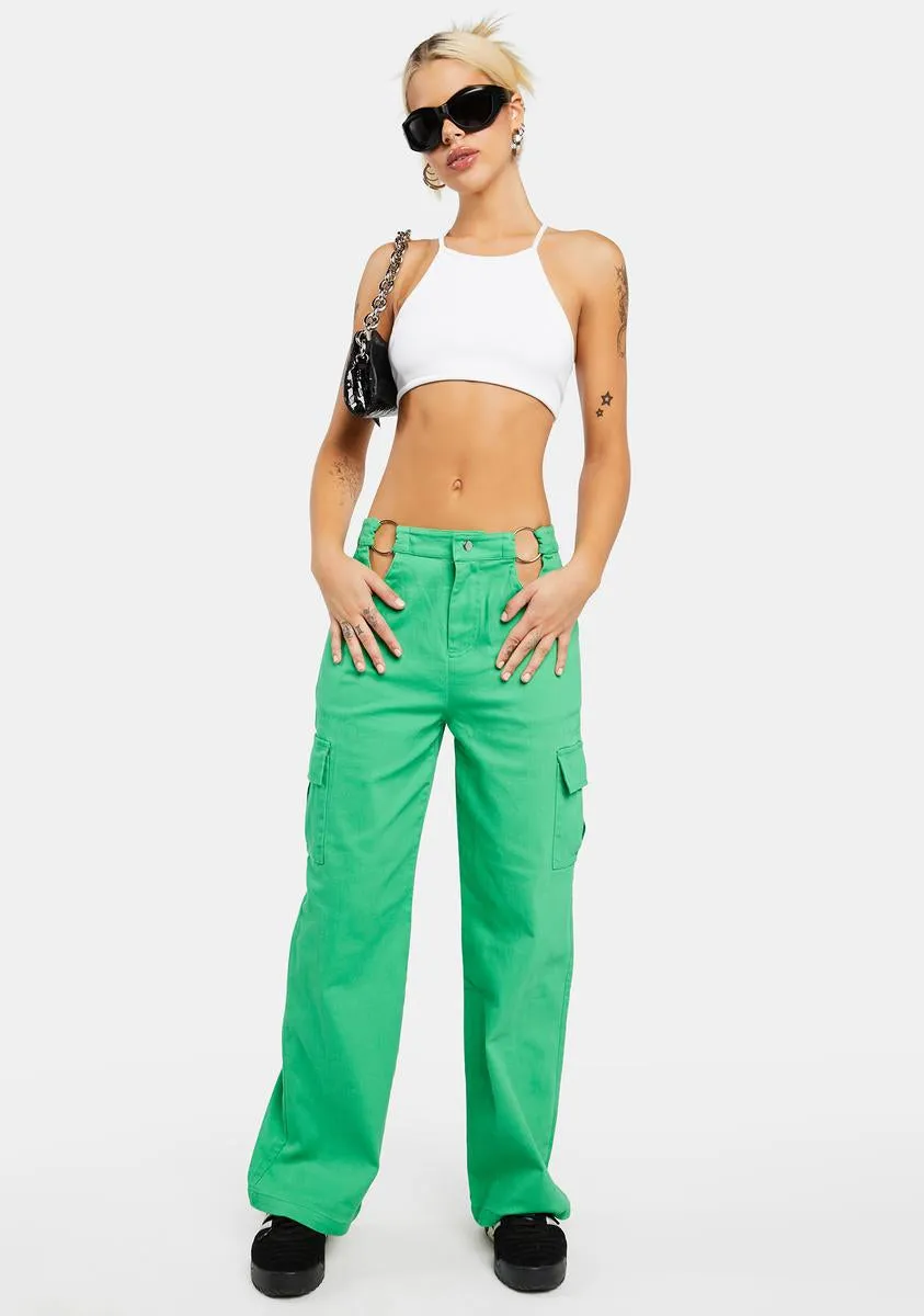 Green O-Ring Cut Out Cargo Pants