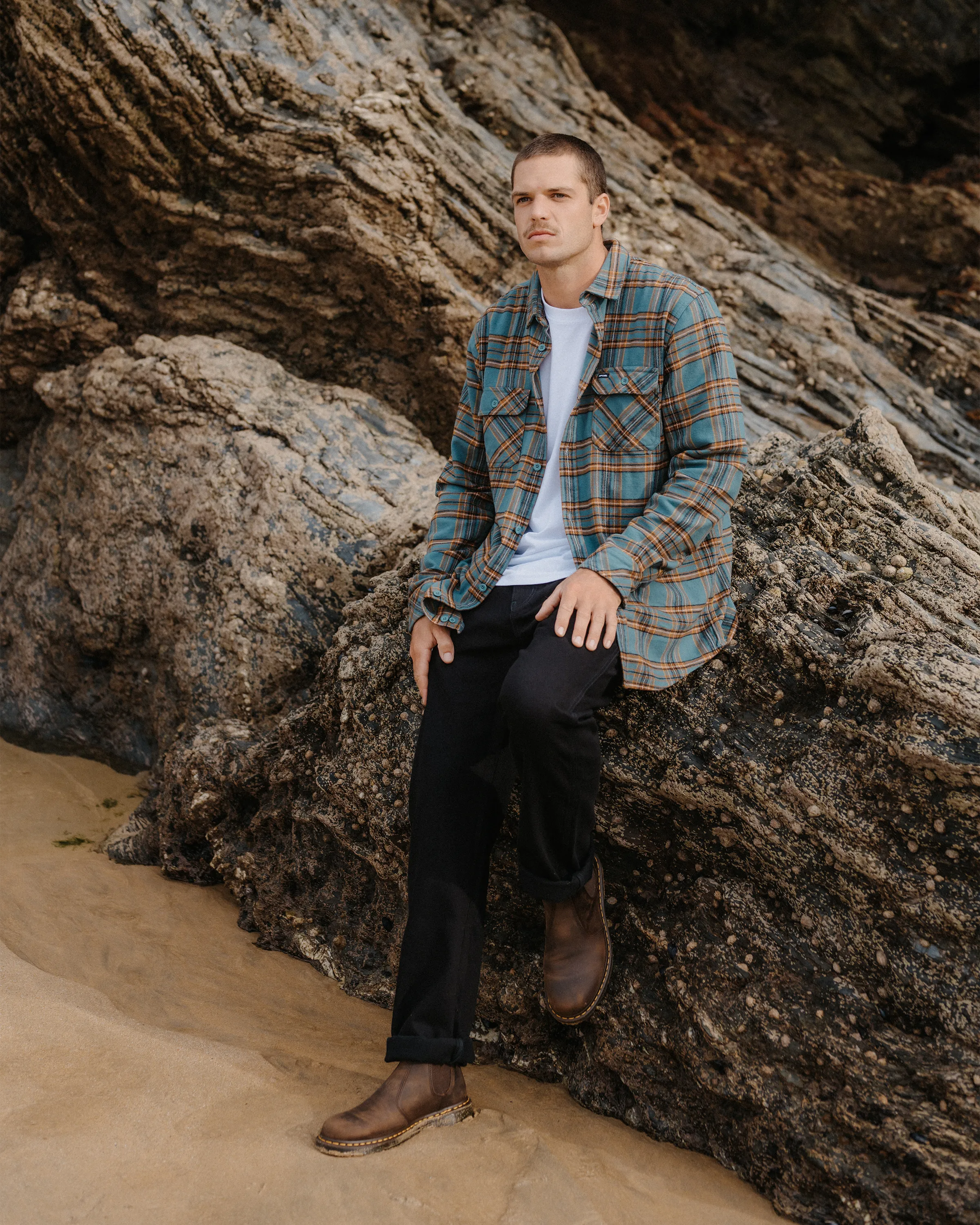 Griffin Flannel Shirt in Bluestone