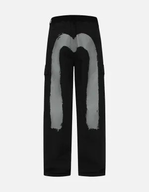 Hand Brush Daicock Print Baggy Pants